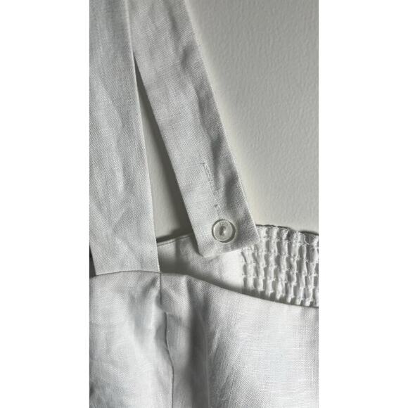 Reformation Size 12 White Olson Linen Crop Smock Adjustable Straps Top NEW - Picture 6 of 14